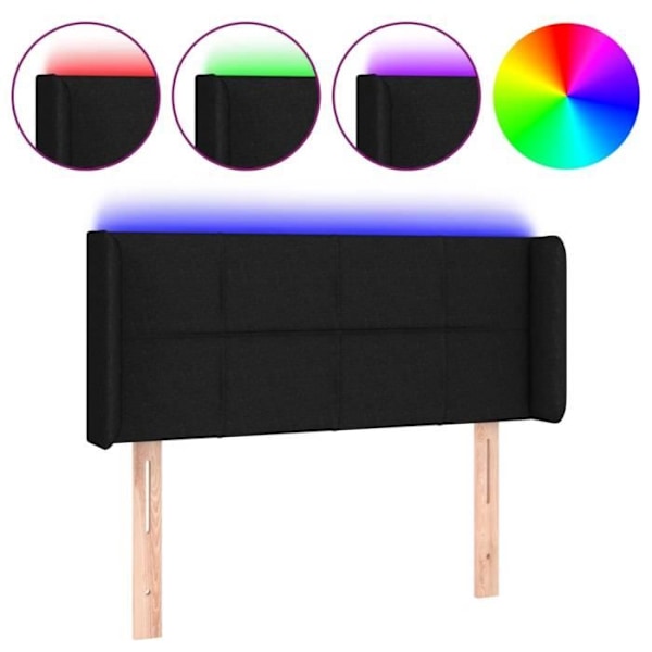Hovedgavl - Ikke specificeret - 93x16x78/88 cm - Sort stof - Farvede LED - Moderne design Svart