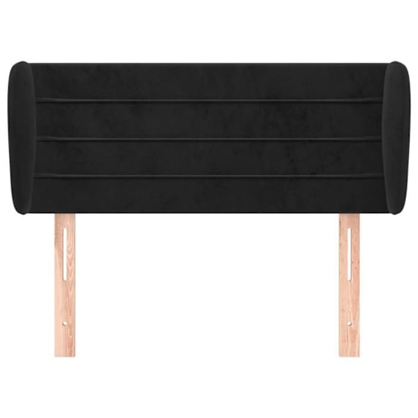 Hovedgærde til seng med sidekant 103 x 23 x 78/88 cm, sort velour, TDL0204588 Svart