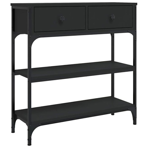 Elegant design konsolbord til entré med skuffer og hylder 72,5 x 25 x 75 cm sort ingeniértræ DEC032143 kastanj