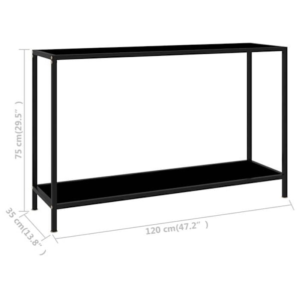 Praktisk konsolbord til en organiseret entre 120 x 35 x 75 cm sort hærdet glas DEC032106 Svart
