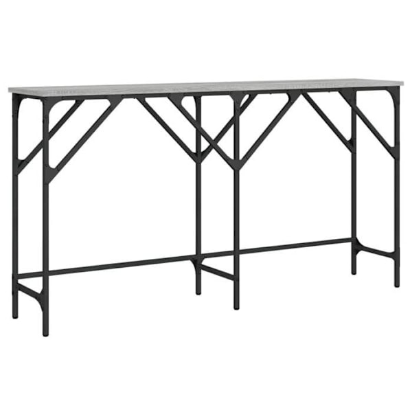 Moderne entrekonsol møbel sidebord 140 x 29 x 75 cm ingeniørtræ grå og metal DEC032216 kastanj