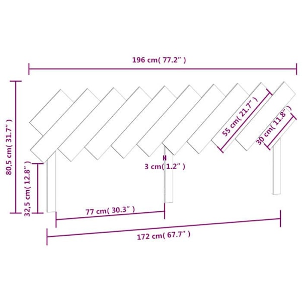 Huvudgavel till säng, sovrumsmöbel 196 x 3 x 80,5 grå furu