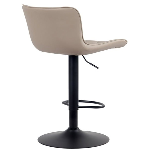 Barstol x1 dekorative syninger trumpetfod justerbar højde i sort metal sæde i creme PVC 10_0004857 Grädde