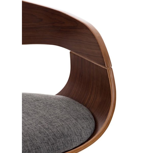 Set med 2 design barstolar i skandinavisk stil i ljusgrått tyg och struktur i valnötsträ 10_0004252 kastanj