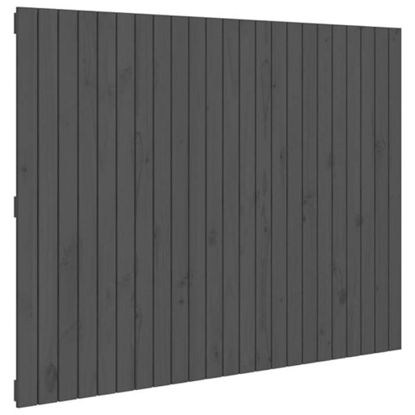 Hovedgærde til soveværelse, vægmøbel i paletstil, 146,5 x 3 x 110, massiv træ, grå