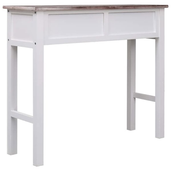 Praktisk konsolbord med opbevaringsskuffer 90 x 30 x 77 cm i brun og hvid træ DEC032041 Vit