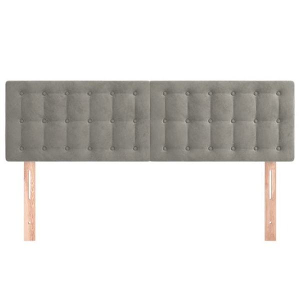 Sänggavel till sovrum, möbel med tuftad design, 2 delar, 72 x 5 x 78/88, ljusgrå sammet.