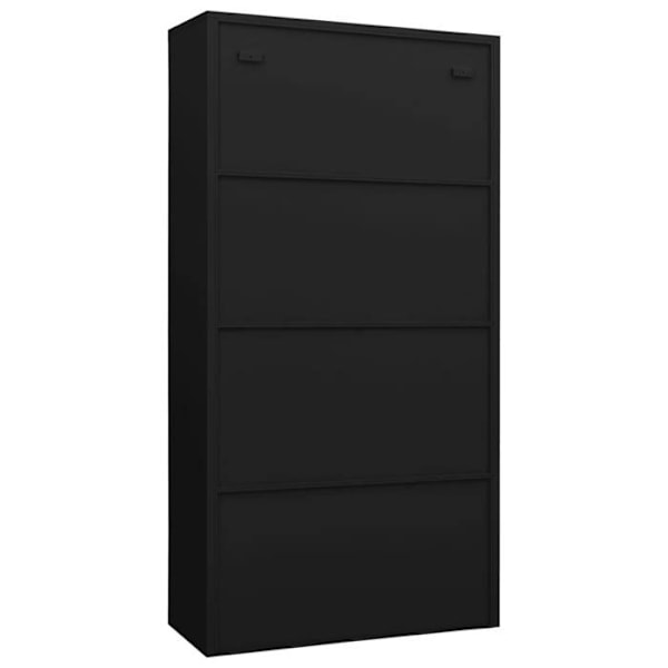 Toimistokaluste, varastokaappi, jossa 2 ovea ja 4 hyllyä, mitat 90 x 40 x 180 cm, musta teräs DEC024489 Svart