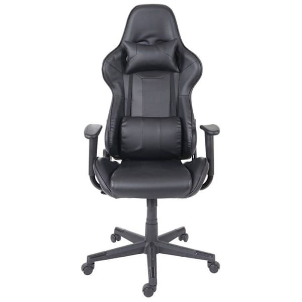 Kontorstol gamer med hjul og vippefunktion i sort syntetisk materiale