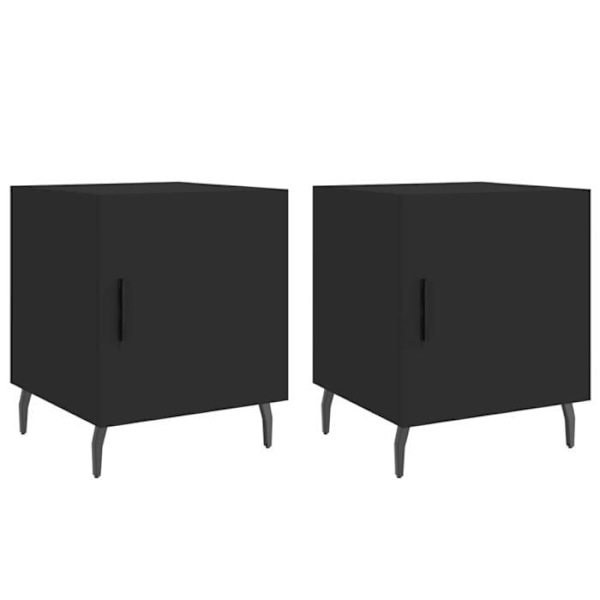 Set av 2 nattbord med skåp med dörr 40 x 40 x 50 cm svart ingenjörsträ DEC035576 kastanj