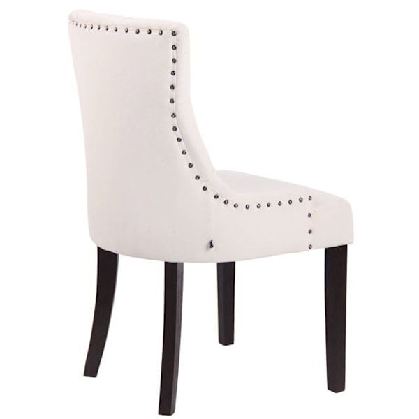 Spisestol x1 antik design med fløjl i cremefarve og 4 ben i brunt træ 10_0001933 kastanj