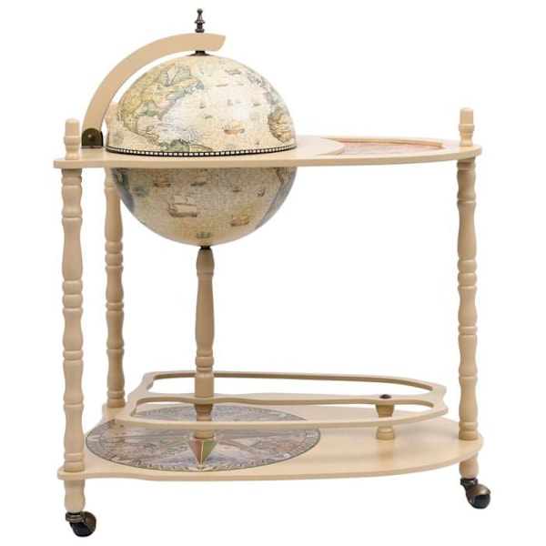 Globe-baari itse kantava viiniteline maapallon muotoisena 70 x 45 x 88 cm eukalyptuspuusta vihreänä ja valkoisena DEC024445 Vit