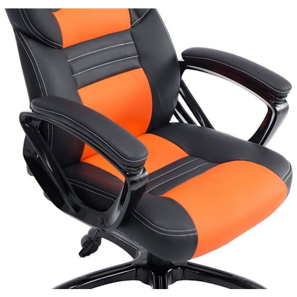 Gaming kontorstol med hjul, vippefunktion i sort/orange PVC og plastik 10_0002599 Svart