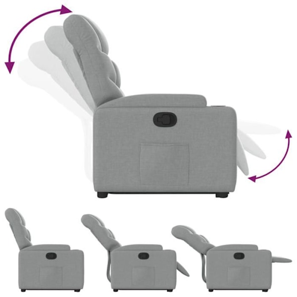 Fauteuil relax TV med komfortabel polstring og elektrisk løftefunktion i lys grå stof DEC027899 Grå