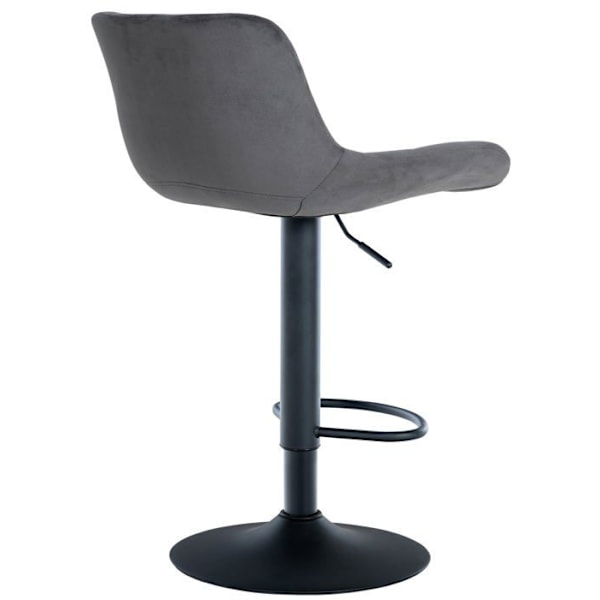 Barstol x1 sort metal sort, sæde i mørkegrå velour med stikninger 10_0005447 Grå