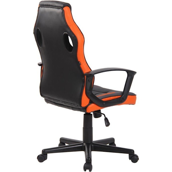 Gaming kontorstol med hjul i sort og orange syntetisk og mesh.