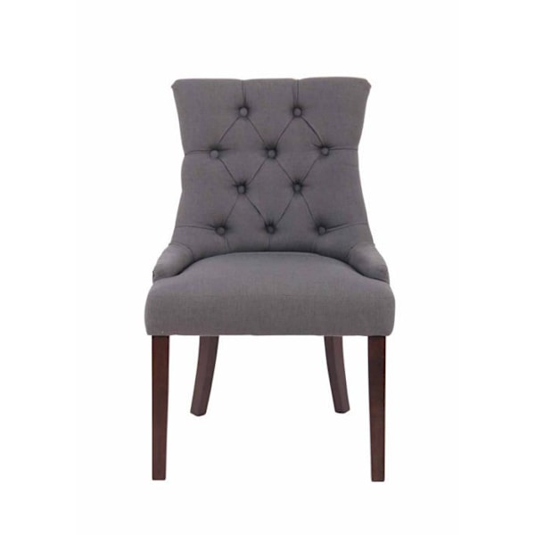 Spisestol x1 antik design med grå stof og 4 brune træben 10_0001952 kastanj