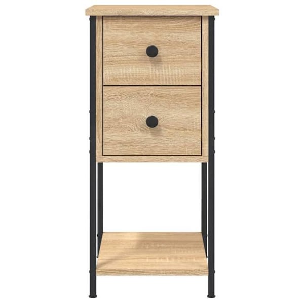 Natskab med skuffer og hylde 32 x 42 x 70 cm ingeniørt træ i eg farve og jern DEC033801 kastanj