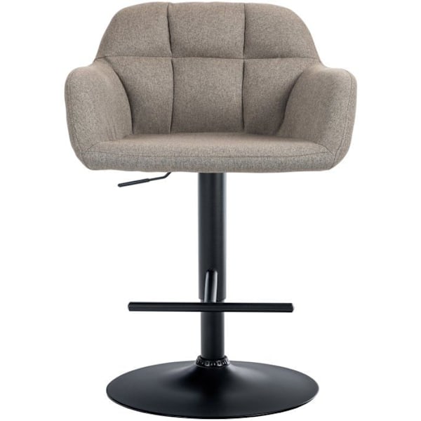 Barstol høj x1 360° rotationsfunktion i taupe stof med dekorative syninger, metalben i sort 10_0005278 Metall