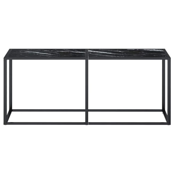 Funktionsdygtig indgangskonsolbord i stil 180 x 35 x 75,5 cm, hærdet glas med marmor-sort udseende og stål DEC032035 Svart
