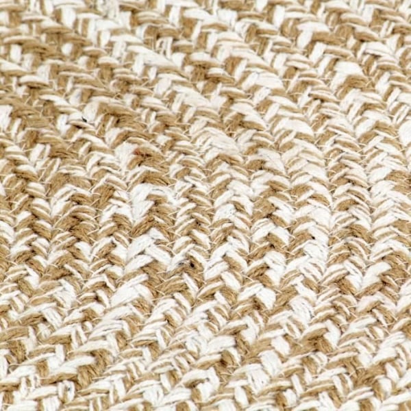 Käsintehty matto, valkoinen ja luonnollinen jute 90