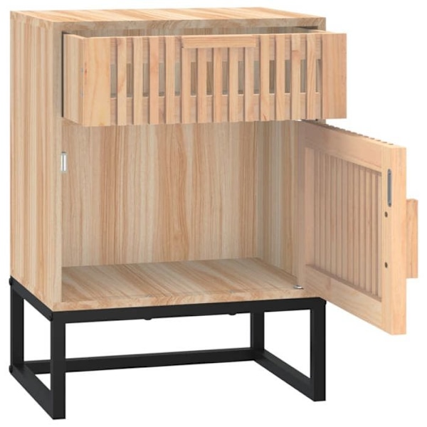 Sæt med 2 natborde med skuffe og rum med dør 40 x 30 x 55,5 cm ingeniørtræ og jern DEC034762 kastanj