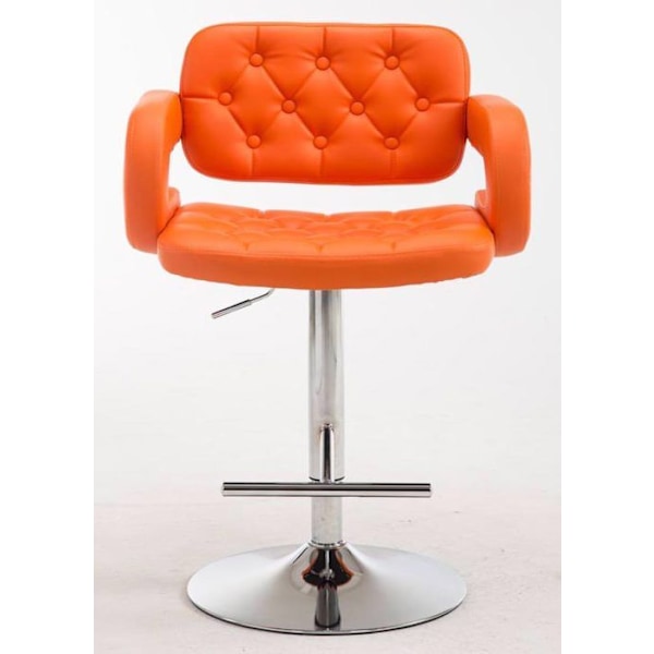 Barstole - Décoshop26 - TDB10499 - Sæt af 2 - Orange imiteret læder - Moderne design Guld