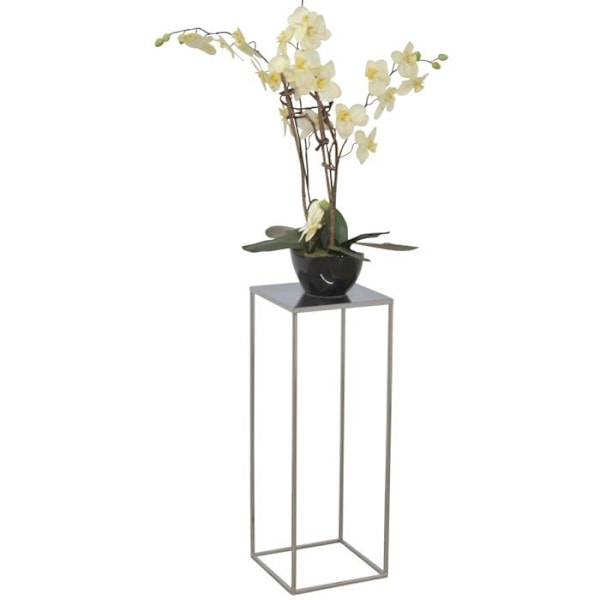 Modern växtställ i silvermetall 19 x 19 x 50 cm Slät finish DEC050073 Silver