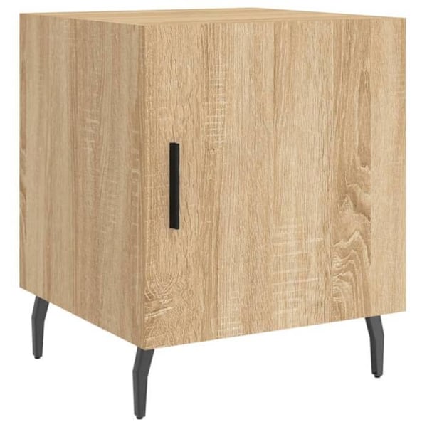 Set med 2 sängbord med fack med dörr 40 x 40 x 50 cm ingenjörsträ i ekfärg och järn DEC035273 kastanj