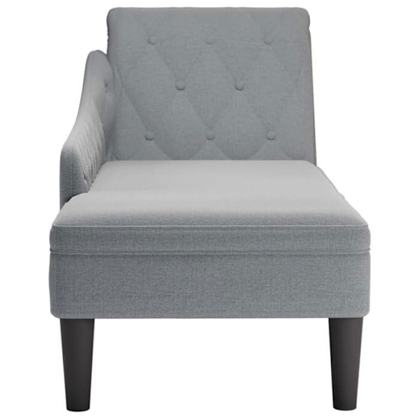 Meridienne chaise longue soffa för inomhus med kudde och högra armstödet ljusgrått tyg grå DEC026255 Grå