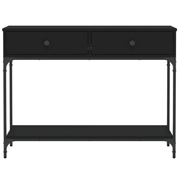 Elegant design konsolbord til entre med skuffer 100 x 34,5 x 75 cm ingeniørtræ og sort metal DEC032071 kastanj
