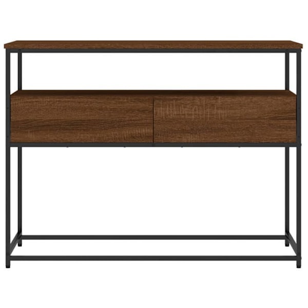 Moderne entrekonsol møbel sidebord med skuffer 100 x 40 x 75 cm brunt ingeniørtræ og metal DEC031848 kastanj