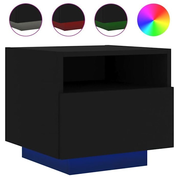 Sæt af 2 natborde med skuffer og RGB LED-lys 40 x 39 x 37 cm sort ingeniørtræ DEC032834 kastanj