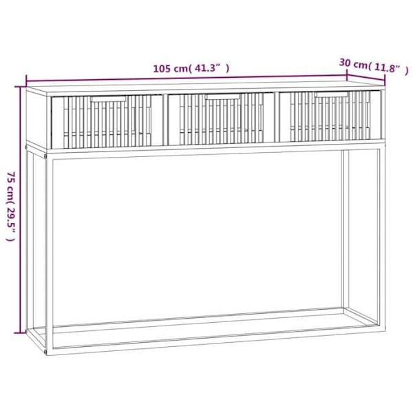 Entréemøbel konsolbord design elegant med skuffer 105 x 30 x 75 cm ingenieurtræ og sort jern DEC032094 kastanj