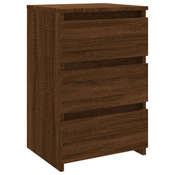 Förpackning med 2 nattduksbord med 3 lådor 40 x 35 x 62,5 cm ingenjörsträ brun DEC035843 kastanj