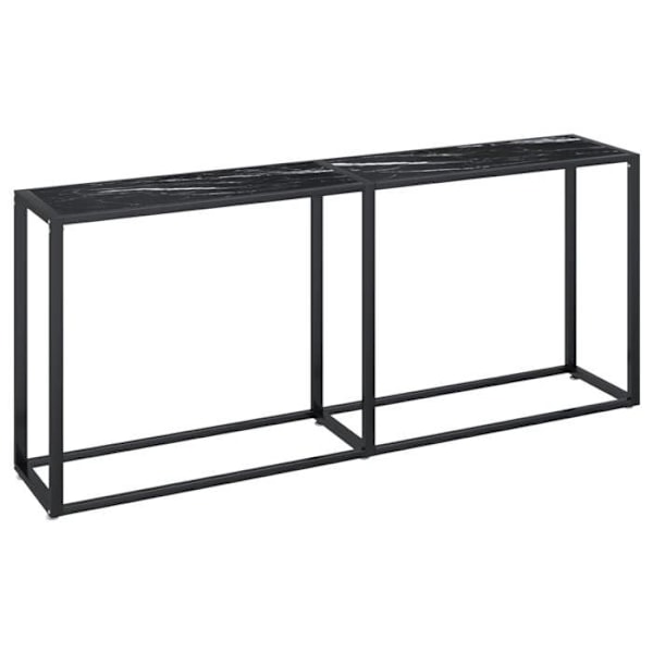 Funktionsdygtig indgangskonsolbord i stil 180 x 35 x 75,5 cm, hærdet glas med marmor-sort udseende og stål DEC032035 Svart