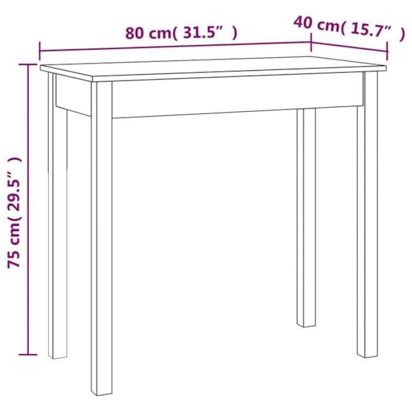 Bordskabskonsol til indgang 80 x 40 x 75 cm massiv hvid fyrretræ DEC031721 Vit