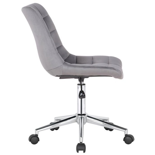 Grå velours kontorstol på hjul, moderne design, justerbar højde BUR10595 Grå