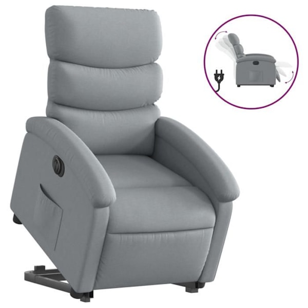 Fauteuil relax TV med elektrisk løftefunktion, meget komfortabel, lys gråt stof DEC028318 Grå