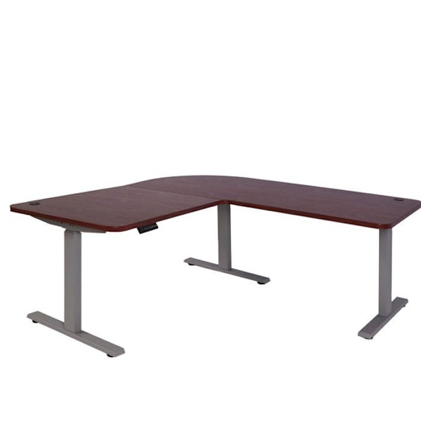 Hjørne skrivebord med elektrisk højdejustering 178 x 178 cm HDF i farven kirsebær, grå stålfødder 04_0006025 Grå