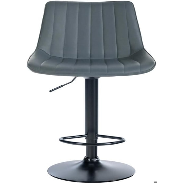 Barstol x1 höj- och sänkbart vridbart 360° PVC-grå sits vertikal sömnad svart metallfot 10_0005424 Grå