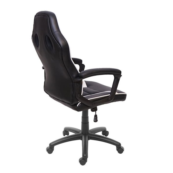 Ergonomisk svängbar spelarbetsstol med hjul, justerbar höjd, syntetiskt material i svart/vitt 04_0001840 Vit