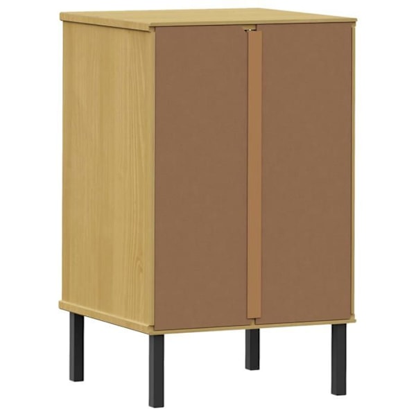 Nattduksbord 3 lådor med metallben 40 x 35 x 64,5 cm i massiv furu brun DEC033249 kastanj