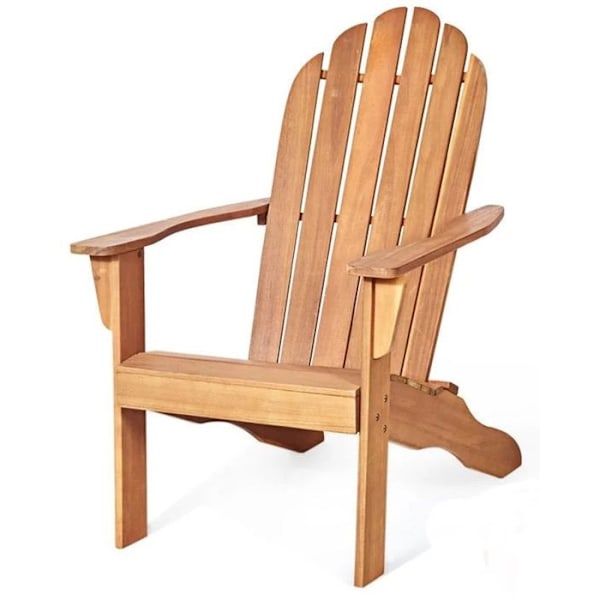 Säänkestävä puinen Adirondack-puutarhatuoli kaarevalla selkänojalla, kuormitus 170kg, puun väri.