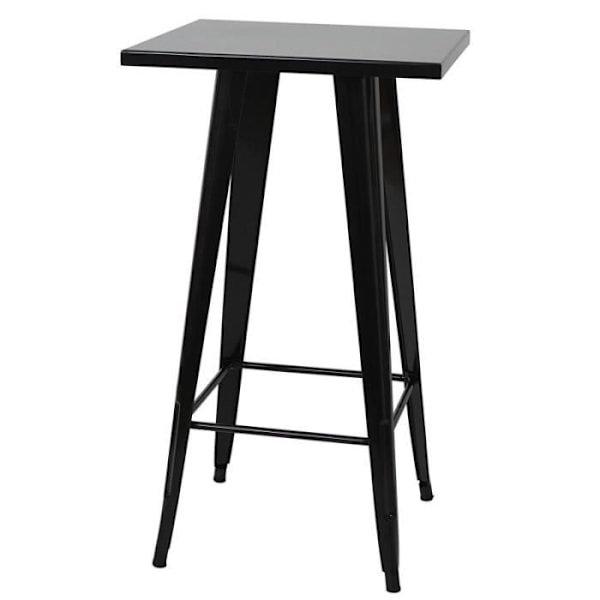 Korkea pöytäsetti - TAB04009 - Musta metalli - 2 tuolia - Teollinen tyyli - Mitat 105x60x60 cm svart