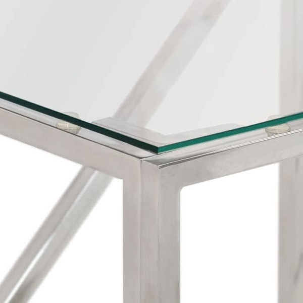 Konsolbord indgangsmøbel stue i forkromet rustfrit stål og hærdet glas DEC031613 Silver