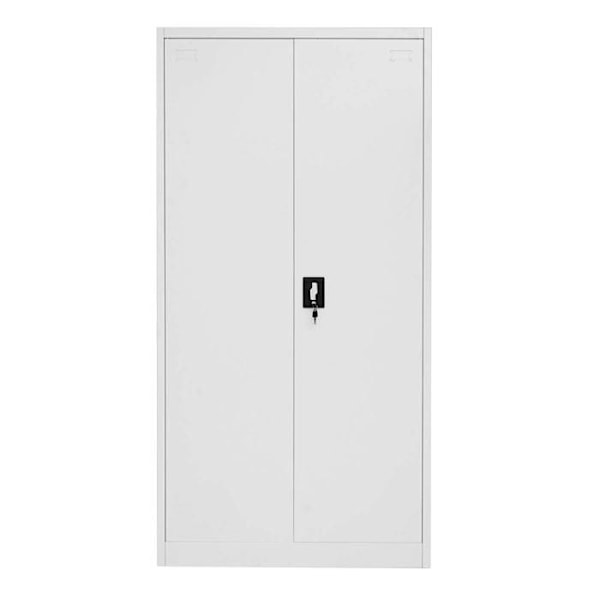 Työhuonekaappi monikäyttöinen 2 lukittavaa ovea harmaa metalli 185x90x40cm 04_0001479 Grå