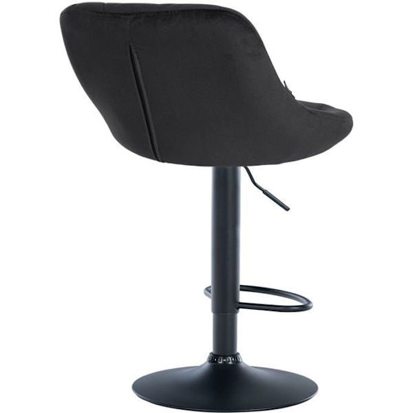 Barstol i sort velour med dekorative syninger, roterende, sort metalstøtte TDB10669 Metall