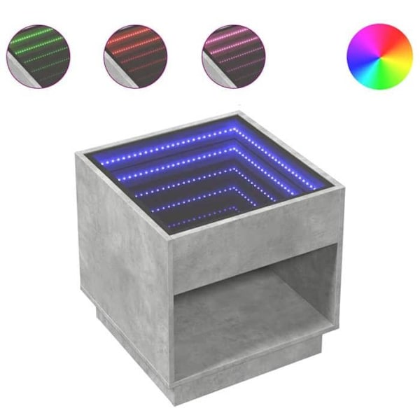 Nattelampe med LED-spejl og hylde 50 x 50 x 50 cm grå ingeniørtræ glas DEC033153 kastanj