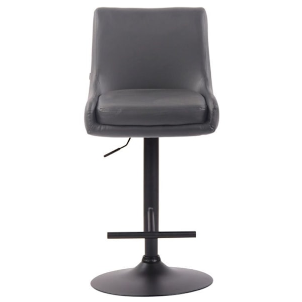 Barstol med fotstöd i modern design i grå konstläder, ben i kromat metall.